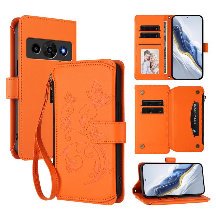 Butterfly Love Flower Multi-card Zipper Wallet Leather Phone Case, For ZTE nubia Neo 5 5G, For ZTE nubia Neo 5 GT 5G, For ZTE nubia P7 Pro / Optus X Value, For ZTE nubia P9 Pro / Optus X Pro 2 5G, For ZTE nubia RedMagic 11 Air                          ...