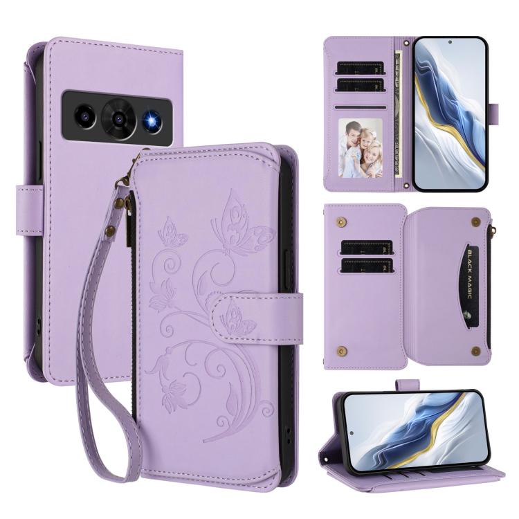 Butterfly Love Flower Multi-card Zipper Wallet Leather Phone Case, For ZTE nubia Neo 5 5G, For ZTE nubia Neo 5 GT 5G, For ZTE nubia P7 Pro / Optus X Value, For ZTE nubia P9 Pro / Optus X Pro 2 5G, For ZTE nubia RedMagic 11 Air                          ...