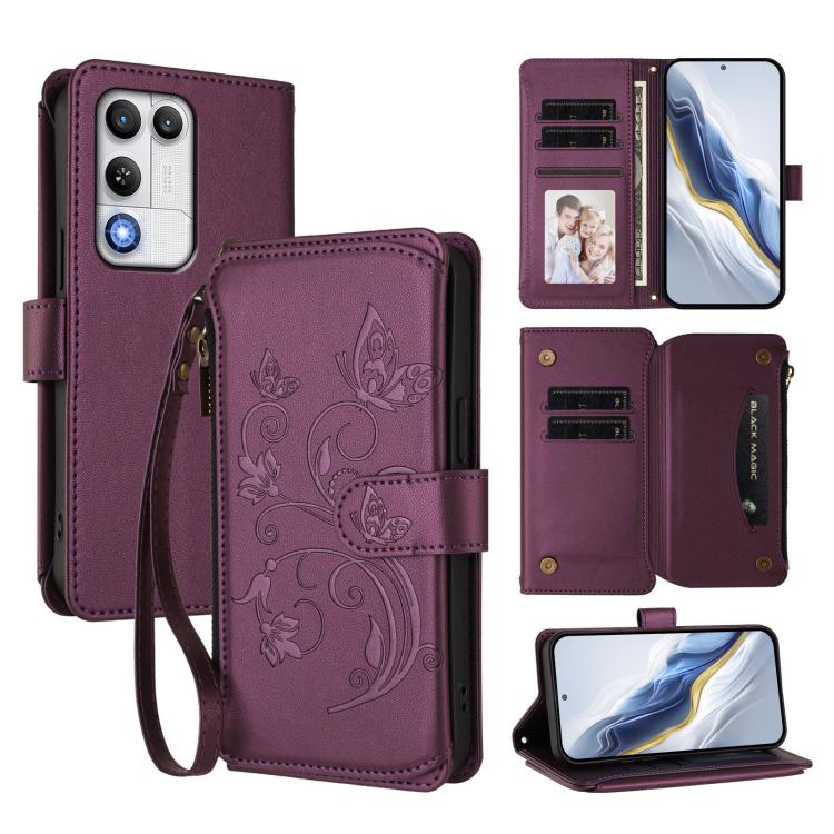 Butterfly Love Flower Multi-card Zipper Wallet Leather Phone Case, For ZTE nubia Neo 5 5G, For ZTE nubia Neo 5 GT 5G, For ZTE nubia P7 Pro / Optus X Value, For ZTE nubia P9 Pro / Optus X Pro 2 5G, For ZTE nubia RedMagic 11 Air                          ...