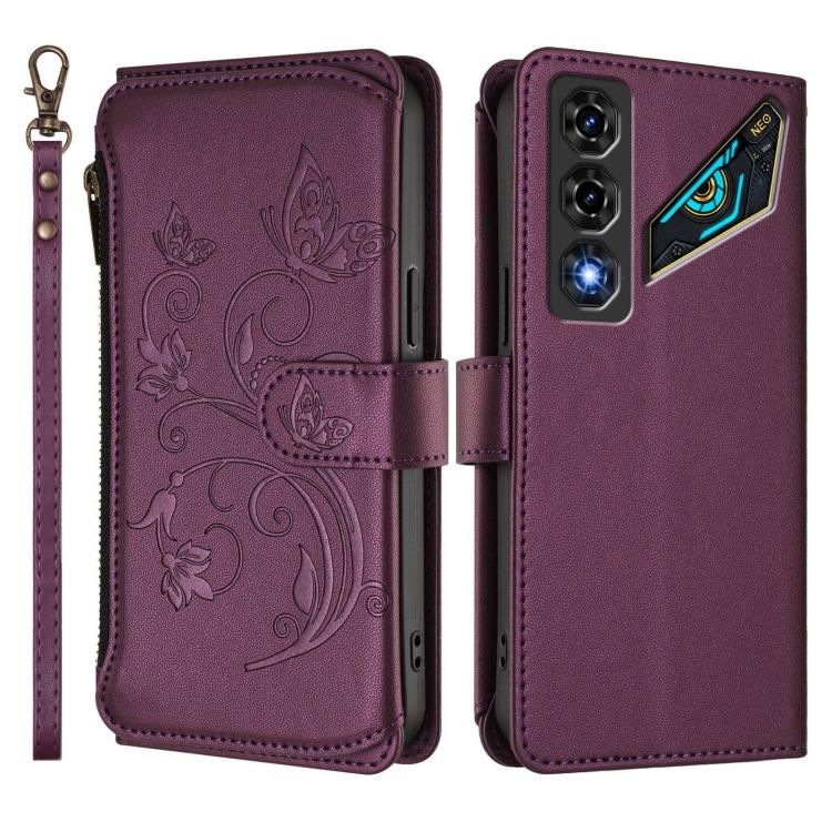 Butterfly Love Flower Multi-card Zipper Wallet Leather Phone Case, For ZTE nubia Neo 5 5G, For ZTE nubia Neo 5 GT 5G, For ZTE nubia P7 Pro / Optus X Value, For ZTE nubia P9 Pro / Optus X Pro 2 5G, For ZTE nubia RedMagic 11 Air                          ...
