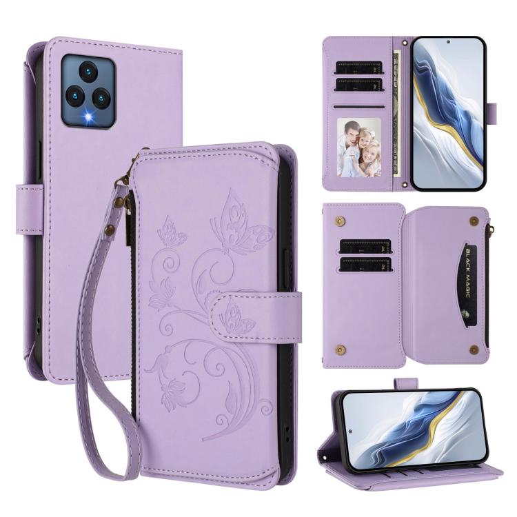Butterfly Love Flower Multi-card Zipper Wallet Leather Phone Case, For T-Mobile Revvl 8 / T Phone 3, For T-Mobile Revvl 7 Pro / T Phone 2 Pro, For T-Mobile Revvl 7 / T Phone 2 5G, For T-Mobile Revvl 6 Pro 5G / 6X Pro 5G                                 ...