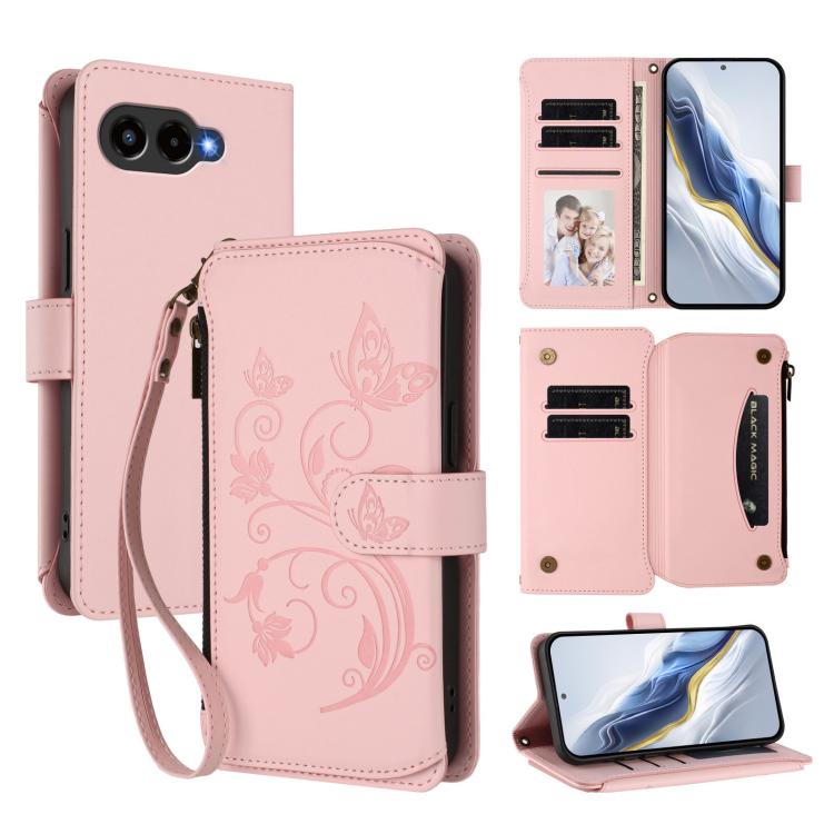 Butterfly Love Flower Multi-card Zipper Wallet Leather Phone Case, For T-Mobile Revvl 8 / T Phone 3, For T-Mobile Revvl 7 Pro / T Phone 2 Pro, For T-Mobile Revvl 7 / T Phone 2 5G, For T-Mobile Revvl 6 Pro 5G / 6X Pro 5G                                 ...