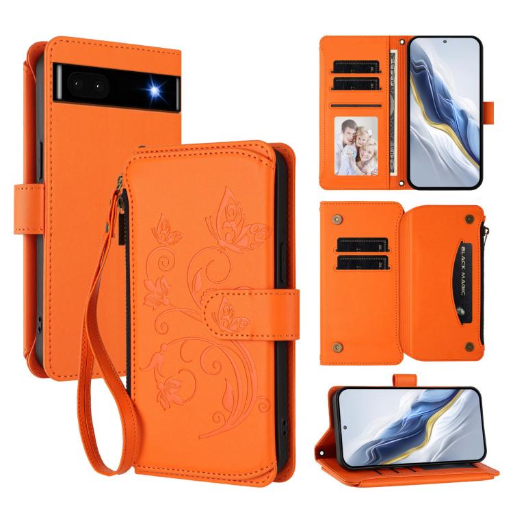 Butterfly Love Flower Multi-card Zipper Wallet Leather Phone Case, For Google Pixel 8 Pro, For Google Pixel 8, For Google Pixel 7a, For Google Pixel 7 Pro 5G, For Google Pixel 7 5G, For Google Pixel 6a