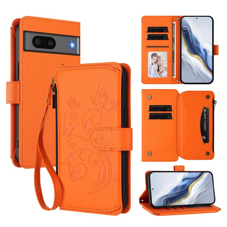 Butterfly Love Flower Multi-card Zipper Wallet Leather Phone Case, For Google Pixel 8 Pro, For Google Pixel 8, For Google Pixel 7a, For Google Pixel 7 Pro 5G, For Google Pixel 7 5G, For Google Pixel 6a