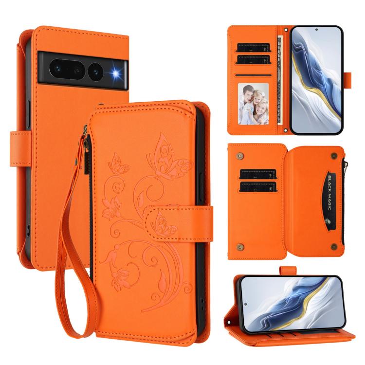 Butterfly Love Flower Multi-card Zipper Wallet Leather Phone Case, For Google Pixel 8 Pro, For Google Pixel 8, For Google Pixel 7a, For Google Pixel 7 Pro 5G, For Google Pixel 7 5G, For Google Pixel 6a