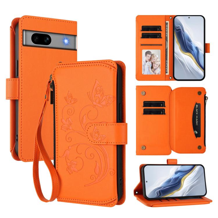 Butterfly Love Flower Multi-card Zipper Wallet Leather Phone Case, For Google Pixel 8 Pro, For Google Pixel 8, For Google Pixel 7a, For Google Pixel 7 Pro 5G, For Google Pixel 7 5G, For Google Pixel 6a