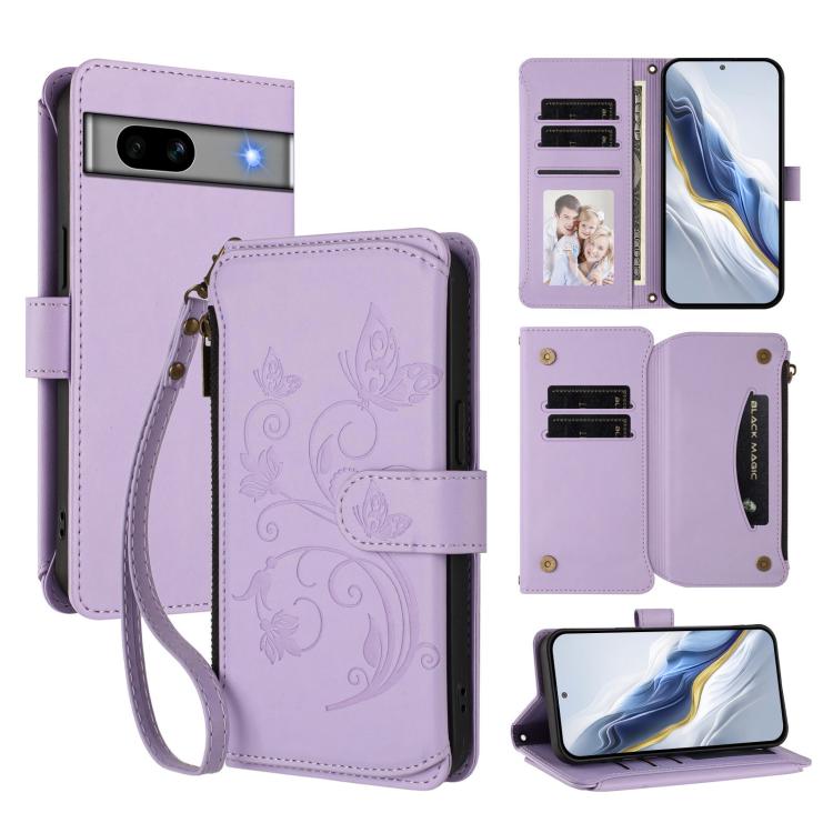 Butterfly Love Flower Multi-card Zipper Wallet Leather Phone Case, For Google Pixel 8 Pro, For Google Pixel 8, For Google Pixel 7a, For Google Pixel 7 Pro 5G, For Google Pixel 7 5G, For Google Pixel 6a