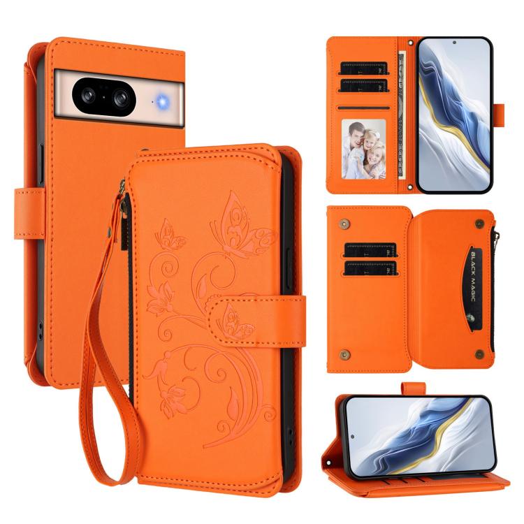 Butterfly Love Flower Multi-card Zipper Wallet Leather Phone Case, For Google Pixel 8 Pro, For Google Pixel 8, For Google Pixel 7a, For Google Pixel 7 Pro 5G, For Google Pixel 7 5G, For Google Pixel 6a