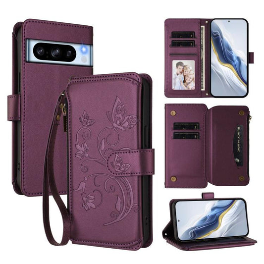 Butterfly Love Flower Multi-card Zipper Wallet Leather Phone Case, For Google Pixel 8 Pro, For Google Pixel 8, For Google Pixel 7a, For Google Pixel 7 Pro 5G, For Google Pixel 7 5G, For Google Pixel 6a