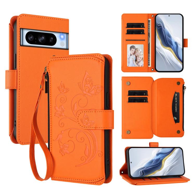 Butterfly Love Flower Multi-card Zipper Wallet Leather Phone Case, For Google Pixel 8 Pro, For Google Pixel 8, For Google Pixel 7a, For Google Pixel 7 Pro 5G, For Google Pixel 7 5G, For Google Pixel 6a