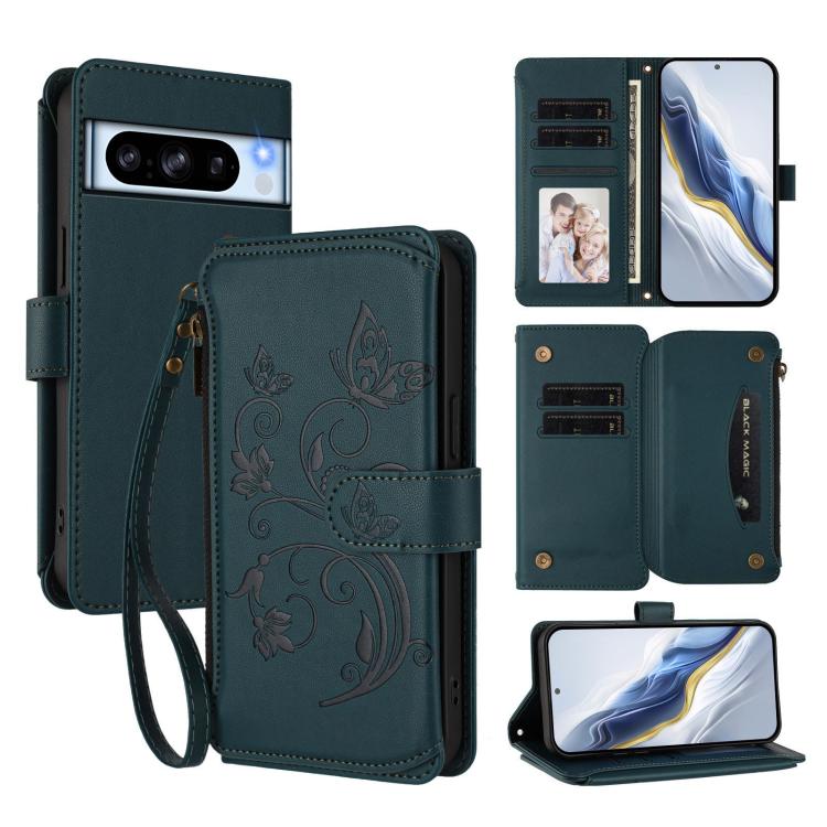 Butterfly Love Flower Multi-card Zipper Wallet Leather Phone Case, For Google Pixel 8 Pro, For Google Pixel 8, For Google Pixel 7a, For Google Pixel 7 Pro 5G, For Google Pixel 7 5G, For Google Pixel 6a
