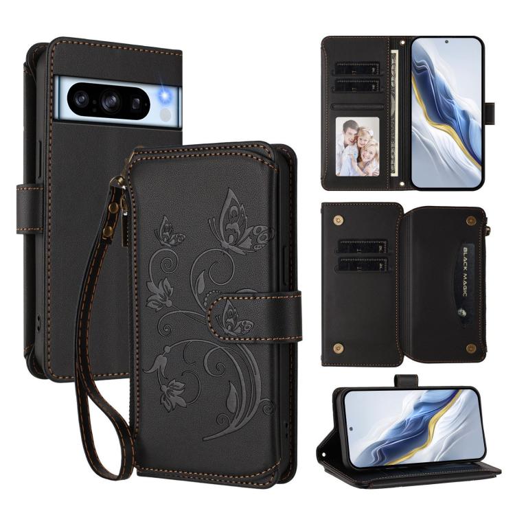 Butterfly Love Flower Multi-card Zipper Wallet Leather Phone Case, For Google Pixel 8 Pro, For Google Pixel 8, For Google Pixel 7a, For Google Pixel 7 Pro 5G, For Google Pixel 7 5G, For Google Pixel 6a