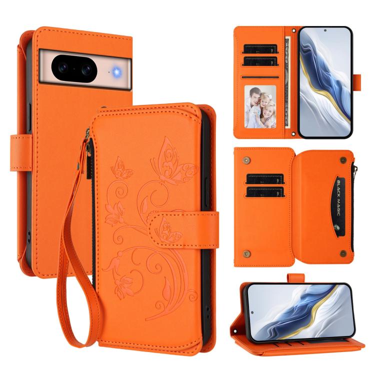 Butterfly Love Flower Multi-card Zipper Wallet Leather Phone Case, For Google Pixel 11 Pro XL, For Google Pixel 11 / 11 Pro, For Google Pixel 10 Pro XL / 9 Pro XL, For Google Pixel 10 / 10 Pro / 9 Pro, For Google Pixel 9a, For Google Pixel 8a
