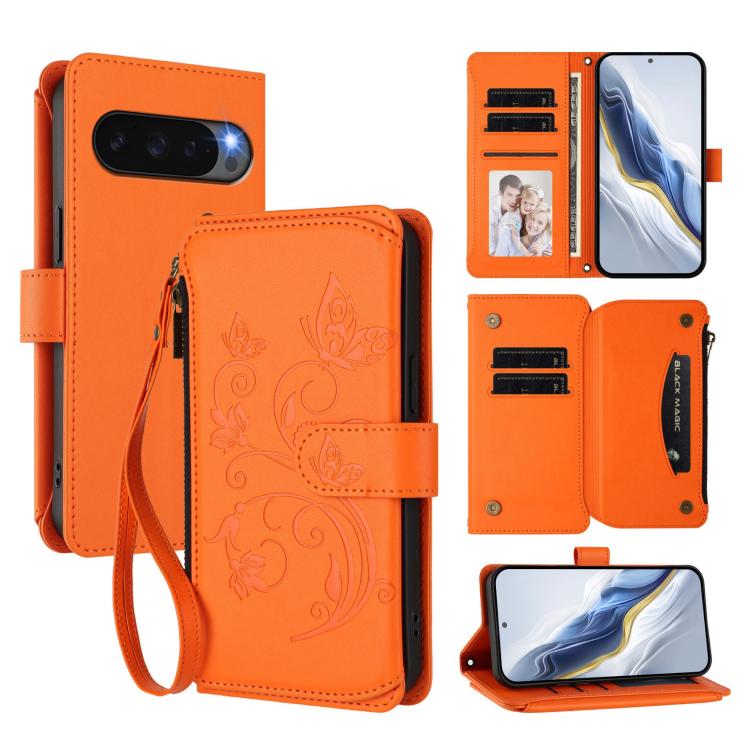 Butterfly Love Flower Multi-card Zipper Wallet Leather Phone Case, For Google Pixel 11 Pro XL, For Google Pixel 11 / 11 Pro, For Google Pixel 10 Pro XL / 9 Pro XL, For Google Pixel 10 / 10 Pro / 9 Pro, For Google Pixel 9a, For Google Pixel 8a