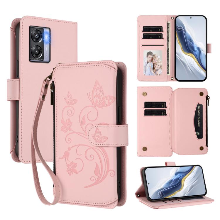 Butterfly Love Flower Multi-card Zipper Wallet Leather Phone Case, For OnePlus 11R 5G / Ace 2 5G, For OnePlus 11, For OnePlus Nord N300, For OnePlus 10T 5G / Ace Pro 5G, For OnePlus Nord 2T, For OnePlus 10R / Ace