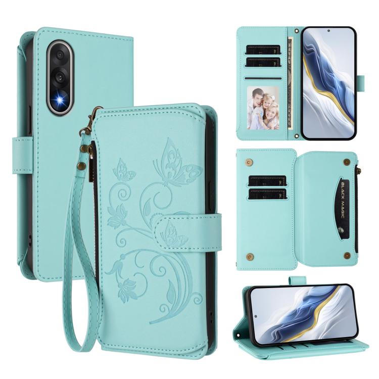 Butterfly Love Flower Multi-card Zipper Wallet Leather Phone Case, For OnePlus Turbo 6X Pro 5G, For OnePlus Turbo 6 / 6V 5G, For OnePlus Nord 5 5G / Ace 5 Ultra, For OnePlus Nord CE5 / Ace 5 Racing, For OnePlus 13T, For OnePlus 13R 5G / Ace 5 / 5 Pro