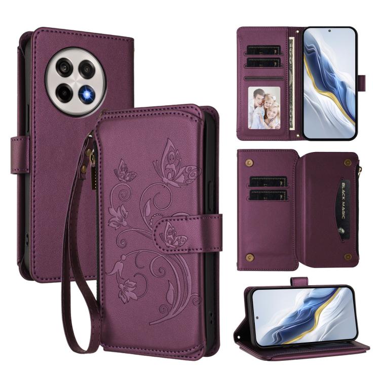 Butterfly Love Flower Multi-card Zipper Wallet Leather Phone Case, For OnePlus Turbo 6X Pro 5G, For OnePlus Turbo 6 / 6V 5G, For OnePlus Nord 5 5G / Ace 5 Ultra, For OnePlus Nord CE5 / Ace 5 Racing, For OnePlus 13T, For OnePlus 13R 5G / Ace 5 / 5 Pro