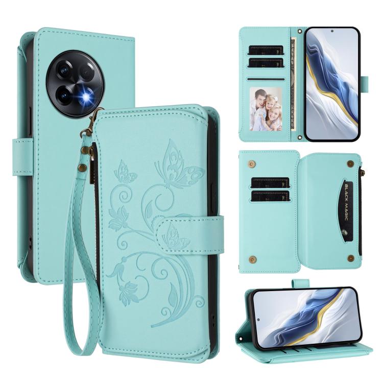 Butterfly Love Flower Multi-card Zipper Wallet Leather Phone Case, For OnePlus 11R 5G / Ace 2 5G, For OnePlus 11, For OnePlus Nord N300, For OnePlus 10T 5G / Ace Pro 5G, For OnePlus Nord 2T, For OnePlus 10R / Ace