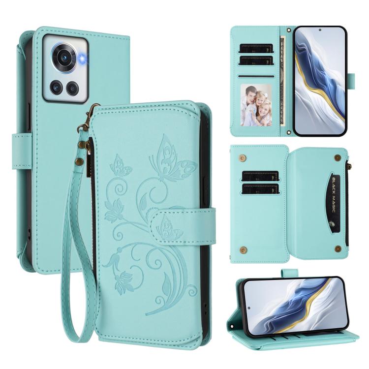 Butterfly Love Flower Multi-card Zipper Wallet Leather Phone Case, For OnePlus 11R 5G / Ace 2 5G, For OnePlus 11, For OnePlus Nord N300, For OnePlus 10T 5G / Ace Pro 5G, For OnePlus Nord 2T, For OnePlus 10R / Ace