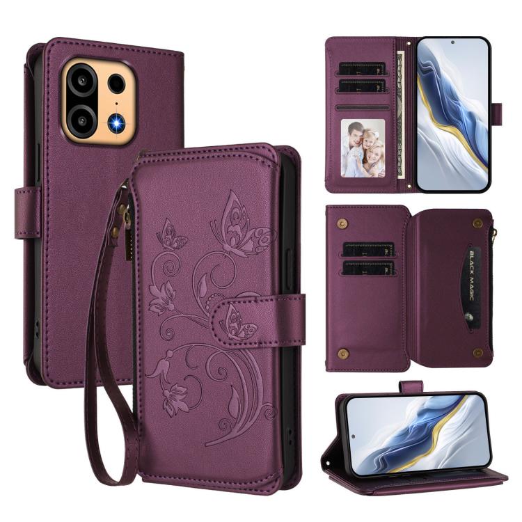 Butterfly Love Flower Multi-card Zipper Wallet Leather Phone Case, For OnePlus Turbo 6X Pro 5G, For OnePlus Turbo 6 / 6V 5G, For OnePlus Nord 5 5G / Ace 5 Ultra, For OnePlus Nord CE5 / Ace 5 Racing, For OnePlus 13T, For OnePlus 13R 5G / Ace 5 / 5 Pro