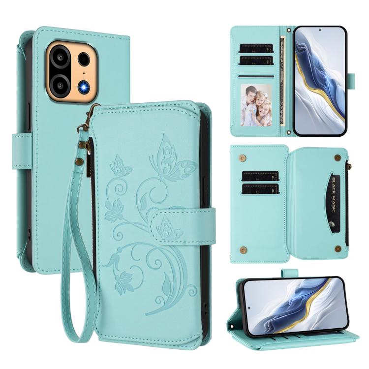 Butterfly Love Flower Multi-card Zipper Wallet Leather Phone Case, For OnePlus Turbo 6X Pro 5G, For OnePlus Turbo 6 / 6V 5G, For OnePlus Nord 5 5G / Ace 5 Ultra, For OnePlus Nord CE5 / Ace 5 Racing, For OnePlus 13T, For OnePlus 13R 5G / Ace 5 / 5 Pro