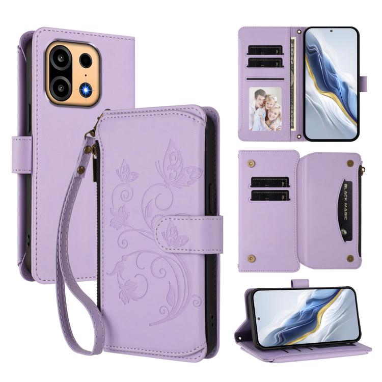 Butterfly Love Flower Multi-card Zipper Wallet Leather Phone Case, For OnePlus Turbo 6X Pro 5G, For OnePlus Turbo 6 / 6V 5G, For OnePlus Nord 5 5G / Ace 5 Ultra, For OnePlus Nord CE5 / Ace 5 Racing, For OnePlus 13T, For OnePlus 13R 5G / Ace 5 / 5 Pro