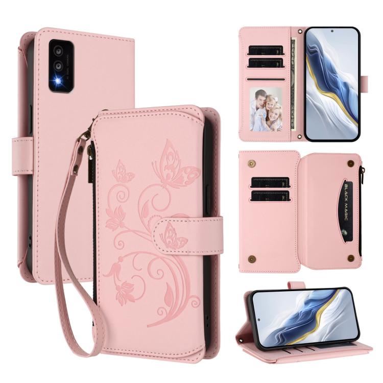 Butterfly Love Flower Multi-card Zipper Wallet Leather Phone Case, For TCL 40R / Sharp Aquos V6 5G, For TCL 30 XL / T701DL, For TCL 305 / 306 / 30 SE AL02, For TCL Stylus 5G, For TCL 303, For TCL 30T / T603DL