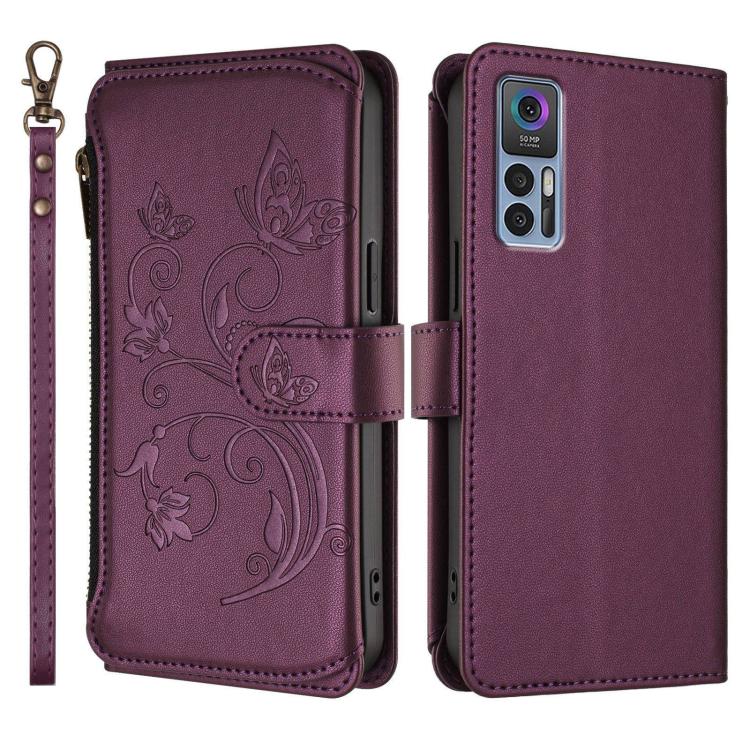 Butterfly Love Flower Multi-card Zipper Wallet Leather Phone Case, For TCL 30 4G / 5G / 30+, For TCL 30 SE, For TCL 30 XE 5G / 30 V 5G / T781S