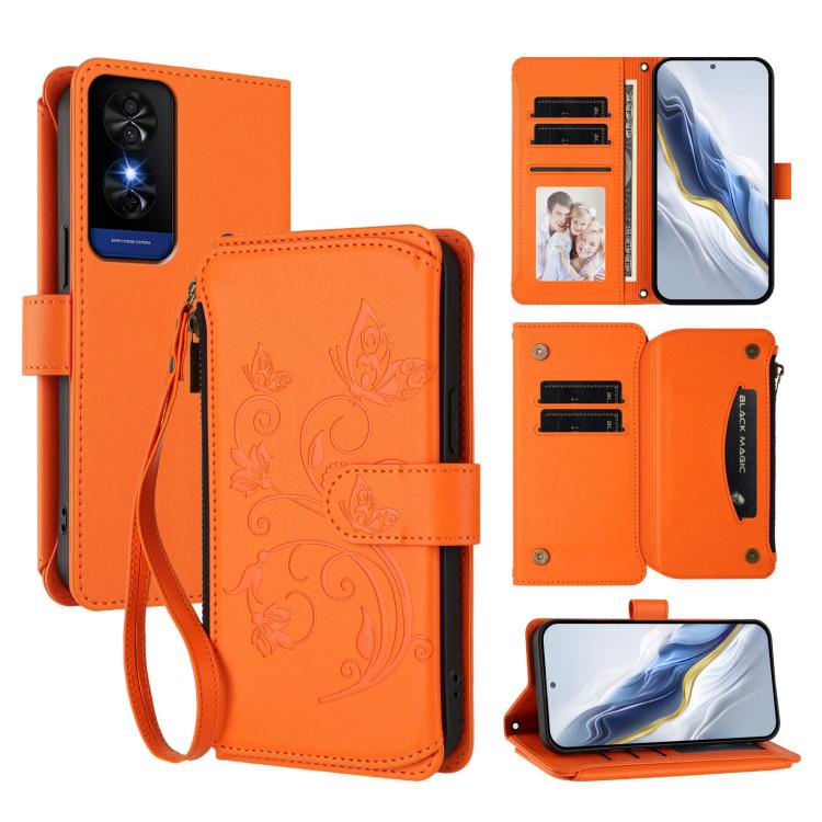 Butterfly Love Flower Multi-card Zipper Wallet Leather Phone Case, For TCL 60R, For TCL 503, For TCL 50 5G / 50 XE NxtPaper 5G, For TCL 50 XL / 50 XL NxtPaper 5G, For TCL 201, For TCL 50 XE