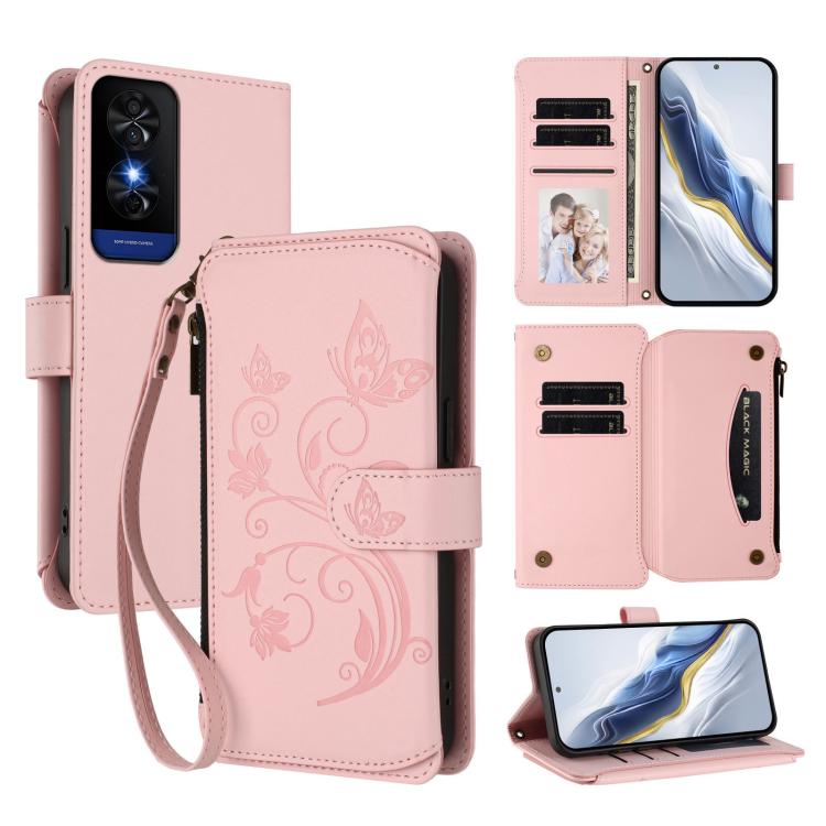 Butterfly Love Flower Multi-card Zipper Wallet Leather Phone Case, For TCL 60R, For TCL 503, For TCL 50 5G / 50 XE NxtPaper 5G, For TCL 50 XL / 50 XL NxtPaper 5G, For TCL 201, For TCL 50 XE