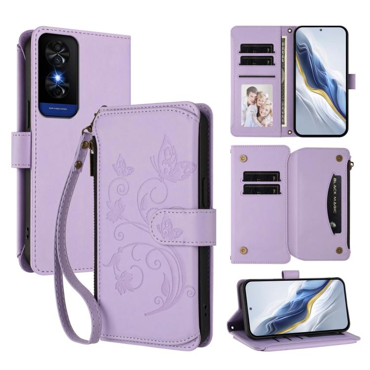 Butterfly Love Flower Multi-card Zipper Wallet Leather Phone Case, For TCL 60R, For TCL 503, For TCL 50 5G / 50 XE NxtPaper 5G, For TCL 50 XL / 50 XL NxtPaper 5G, For TCL 201, For TCL 50 XE