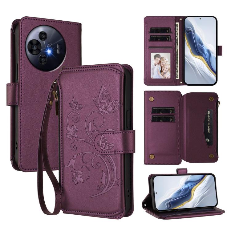 Butterfly Love Flower Multi-card Zipper Wallet Leather Phone Case, For TCL 50 LE 5G / T510SPP / K23 / K24, For TCL 50 NxtPaper / 50 Pro NxtPaper 5G, For TCL 405 / 406 / 406S / 408 / T506D, For TCL 60 NxtPaper, For TCL 605 / 60 SE, For TCL 60 5G