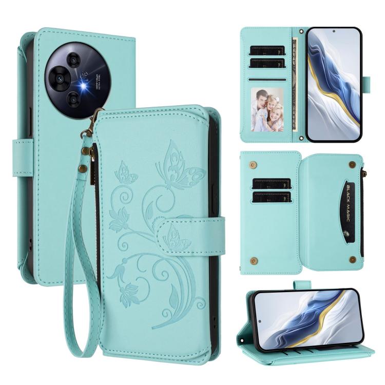 Butterfly Love Flower Multi-card Zipper Wallet Leather Phone Case, For TCL 50 LE 5G / T510SPP / K23 / K24, For TCL 50 NxtPaper / 50 Pro NxtPaper 5G, For TCL 405 / 406 / 406S / 408 / T506D, For TCL 60 NxtPaper, For TCL 605 / 60 SE, For TCL 60 5G
