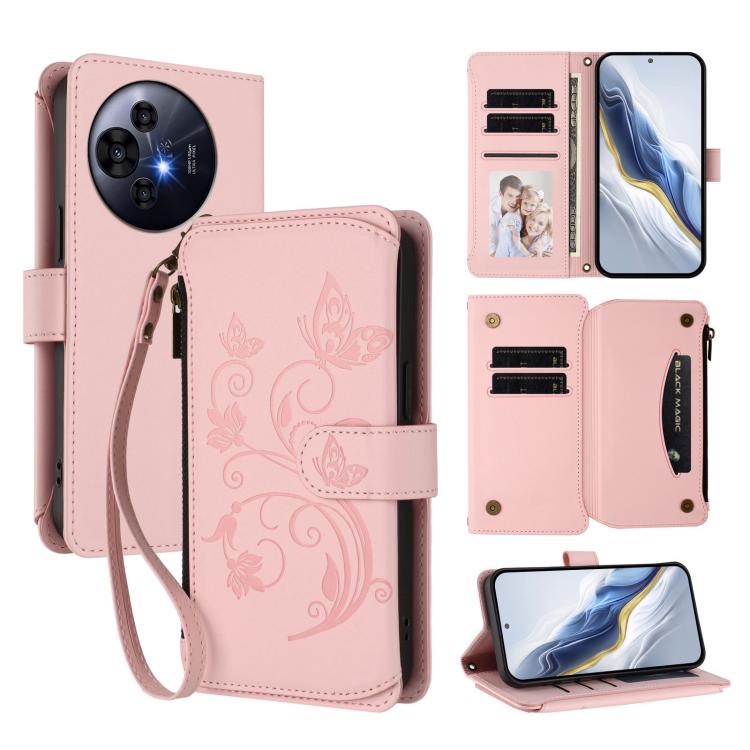Butterfly Love Flower Multi-card Zipper Wallet Leather Phone Case, For TCL 50 LE 5G / T510SPP / K23 / K24, For TCL 50 NxtPaper / 50 Pro NxtPaper 5G, For TCL 405 / 406 / 406S / 408 / T506D, For TCL 60 NxtPaper, For TCL 605 / 60 SE, For TCL 60 5G