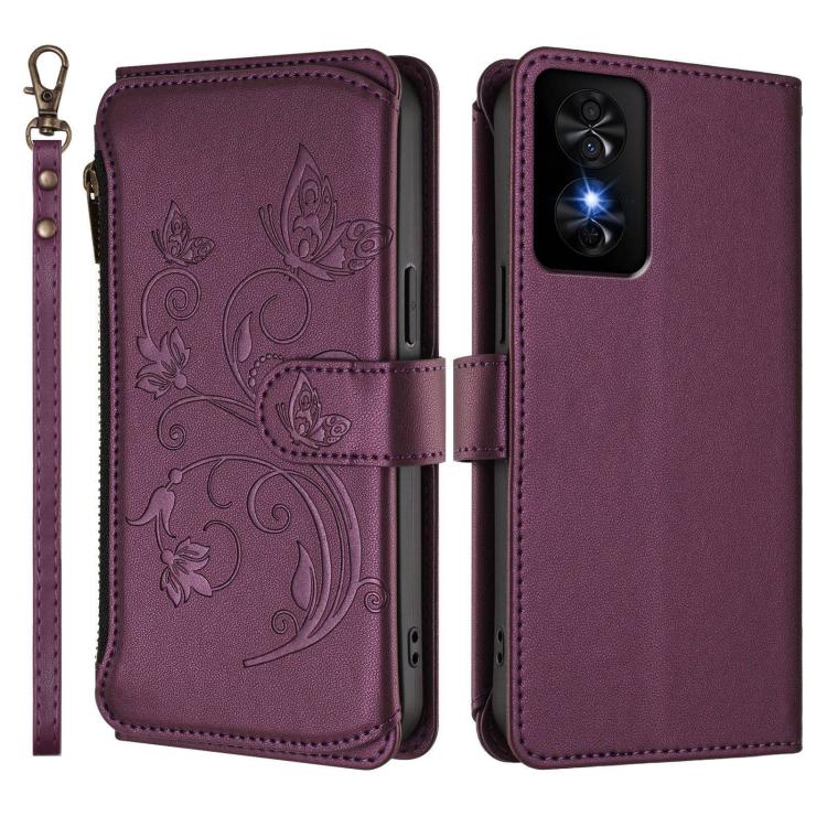 Butterfly Love Flower Multi-card Zipper Wallet Leather Phone Case, For TCL 50 SE / 40 NxtPaper 4G, For TCL 501 / Vodafone Smart M25, For TCL 505 / T509K / T5094, For TCL 502, For TCL 40 SE, For TCL 403 / Vodafone Smart M23