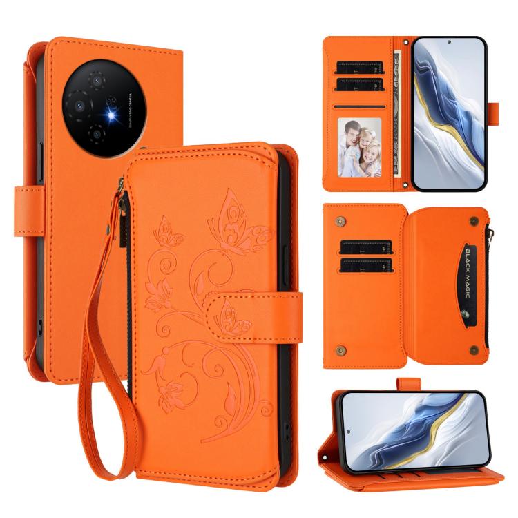 Butterfly Love Flower Multi-card Zipper Wallet Leather Phone Case, For TCL 60R, For TCL 503, For TCL 50 5G / 50 XE NxtPaper 5G, For TCL 50 XL / 50 XL NxtPaper 5G, For TCL 201, For TCL 50 XE