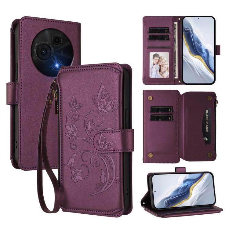 Butterfly Love Flower Multi-card Zipper Wallet Leather Phone Case, For TCL 50 LE 5G / T510SPP / K23 / K24, For TCL 50 NxtPaper / 50 Pro NxtPaper 5G, For TCL 405 / 406 / 406S / 408 / T506D, For TCL 60 NxtPaper, For TCL 605 / 60 SE, For TCL 60 5G