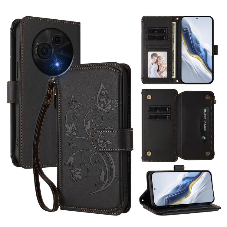 Butterfly Love Flower Multi-card Zipper Wallet Leather Phone Case, For TCL 50 LE 5G / T510SPP / K23 / K24, For TCL 50 NxtPaper / 50 Pro NxtPaper 5G, For TCL 405 / 406 / 406S / 408 / T506D, For TCL 60 NxtPaper, For TCL 605 / 60 SE, For TCL 60 5G