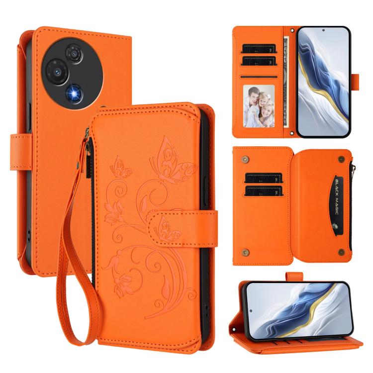 Butterfly Love Flower Multi-card Zipper Wallet Leather Phone Case, For TCL 60R, For TCL 503, For TCL 50 5G / 50 XE NxtPaper 5G, For TCL 50 XL / 50 XL NxtPaper 5G, For TCL 201, For TCL 50 XE