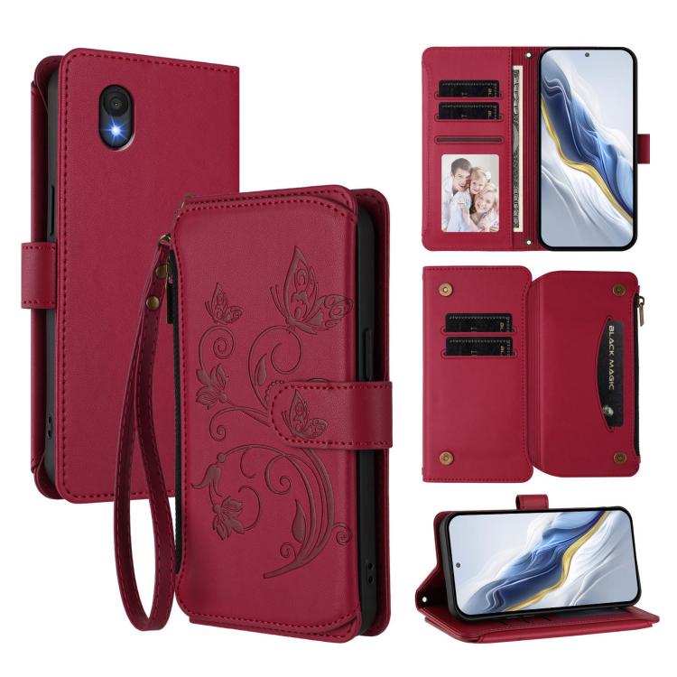 Butterfly Love Flower Multi-card Zipper Wallet Leather Phone Case, For TCL 60R, For TCL 503, For TCL 50 5G / 50 XE NxtPaper 5G, For TCL 50 XL / 50 XL NxtPaper 5G, For TCL 201, For TCL 50 XE
