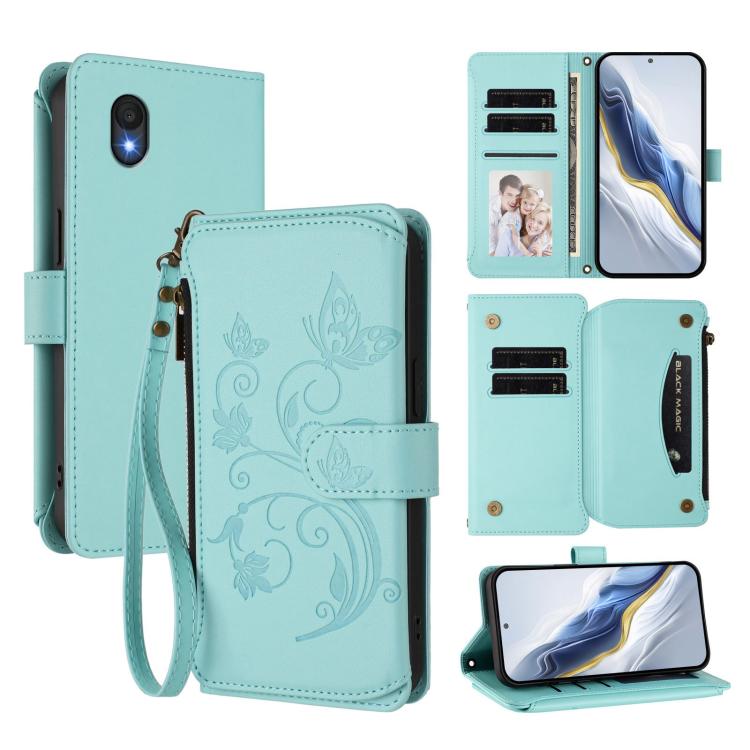 Butterfly Love Flower Multi-card Zipper Wallet Leather Phone Case, For TCL 60R, For TCL 503, For TCL 50 5G / 50 XE NxtPaper 5G, For TCL 50 XL / 50 XL NxtPaper 5G, For TCL 201, For TCL 50 XE