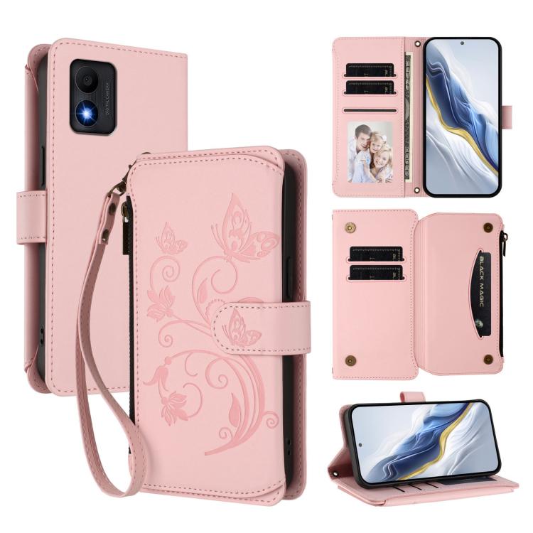 Butterfly Love Flower Multi-card Zipper Wallet Leather Phone Case, For TCL 40R / Sharp Aquos V6 5G, For TCL 30 XL / T701DL, For TCL 305 / 306 / 30 SE AL02, For TCL Stylus 5G, For TCL 303, For TCL 30T / T603DL