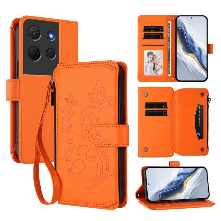 Butterfly Love Flower Multi-card Zipper Wallet Leather Phone Case, For TCL 60R, For TCL 503, For TCL 50 5G / 50 XE NxtPaper 5G, For TCL 50 XL / 50 XL NxtPaper 5G, For TCL 201, For TCL 50 XE