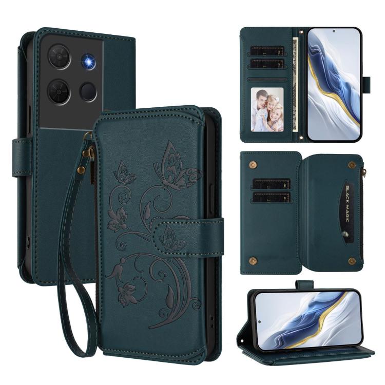Butterfly Love Flower Multi-card Zipper Wallet Leather Phone Case, For TCL 60R, For TCL 503, For TCL 50 5G / 50 XE NxtPaper 5G, For TCL 50 XL / 50 XL NxtPaper 5G, For TCL 201, For TCL 50 XE