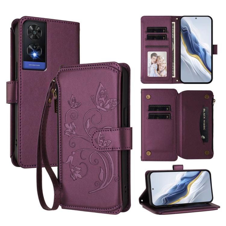 Butterfly Love Flower Multi-card Zipper Wallet Leather Phone Case, For TCL 50 SE / 40 NxtPaper 4G, For TCL 501 / Vodafone Smart M25, For TCL 505 / T509K / T5094, For TCL 502, For TCL 40 SE, For TCL 403 / Vodafone Smart M23