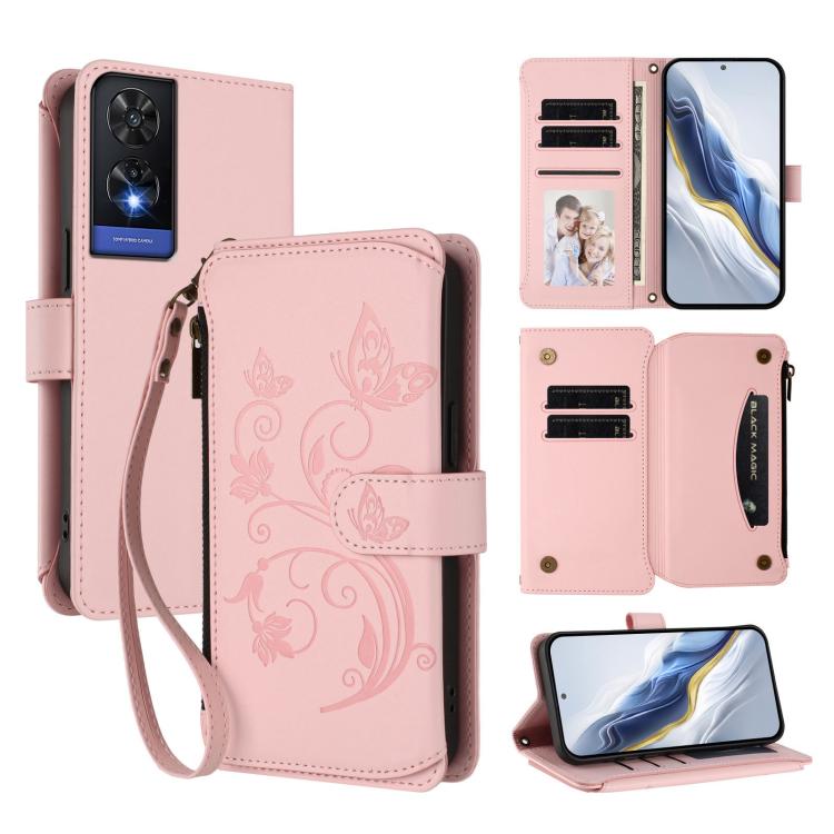 Butterfly Love Flower Multi-card Zipper Wallet Leather Phone Case, For TCL 50 SE / 40 NxtPaper 4G, For TCL 501 / Vodafone Smart M25, For TCL 505 / T509K / T5094, For TCL 502, For TCL 40 SE, For TCL 403 / Vodafone Smart M23
