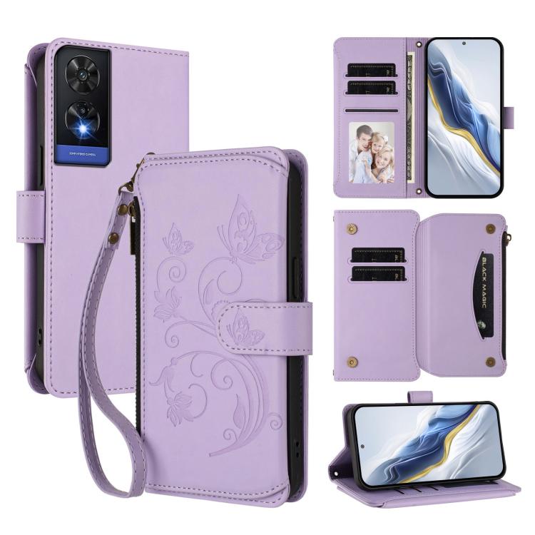 Butterfly Love Flower Multi-card Zipper Wallet Leather Phone Case, For TCL 50 SE / 40 NxtPaper 4G, For TCL 501 / Vodafone Smart M25, For TCL 505 / T509K / T5094, For TCL 502, For TCL 40 SE, For TCL 403 / Vodafone Smart M23