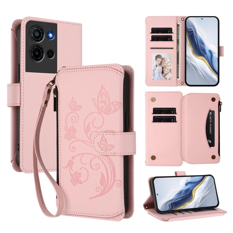 Butterfly Love Flower Multi-card Zipper Wallet Leather Phone Case, For TCL K70 Power 4G / K70 4G, For TCL NxtPaper 70 Pro 5G, For TCL K32 5G / K33 5G, For TCL 60 SE NxtPaper, For TCL 30Z / T602DL / 30 LE / T602DL, For TCL 40 XL / 40 T / T608DL
