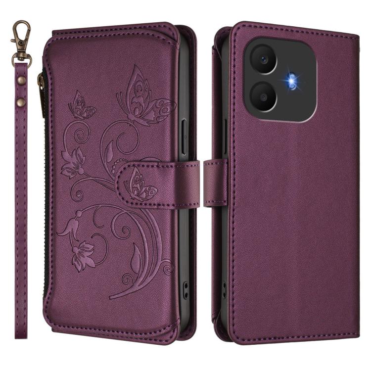 Butterfly Love Flower Multi-card Zipper Wallet Leather Phone Case, For TCL K70 Power 4G / K70 4G, For TCL NxtPaper 70 Pro 5G, For TCL K32 5G / K33 5G, For TCL 60 SE NxtPaper, For TCL 30Z / T602DL / 30 LE / T602DL, For TCL 40 XL / 40 T / T608DL
