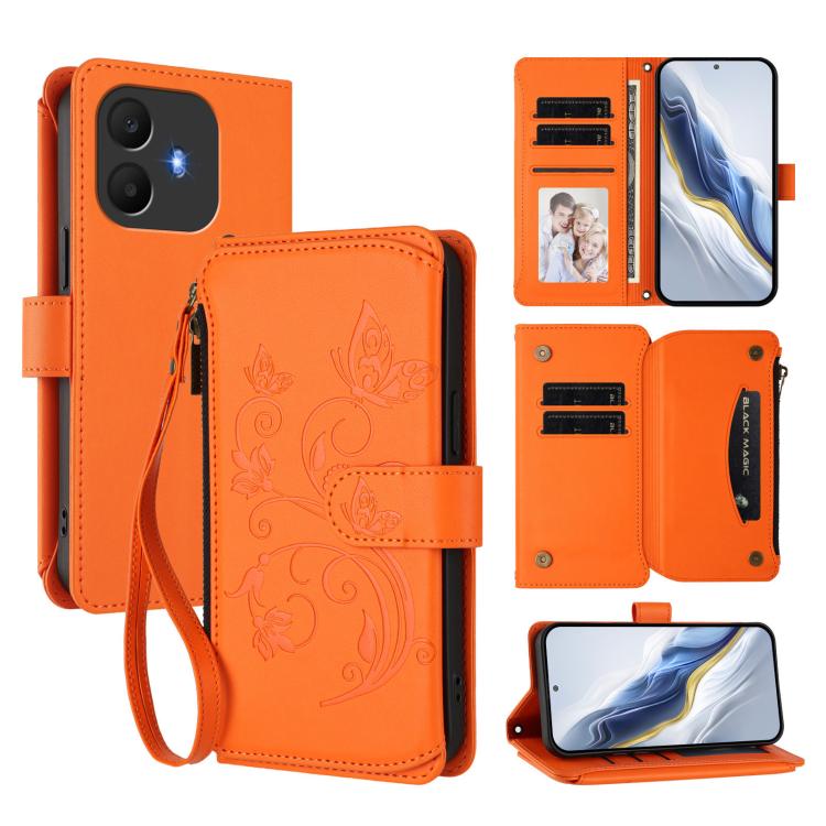 Butterfly Love Flower Multi-card Zipper Wallet Leather Phone Case, For TCL K70 Power 4G / K70 4G, For TCL NxtPaper 70 Pro 5G, For TCL K32 5G / K33 5G, For TCL 60 SE NxtPaper, For TCL 30Z / T602DL / 30 LE / T602DL, For TCL 40 XL / 40 T / T608DL